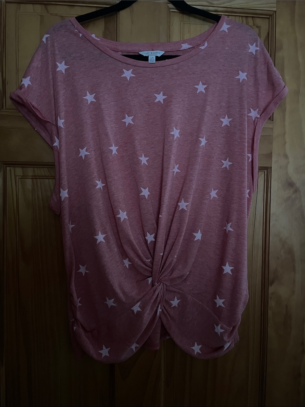 Lucky Brand coral-Pink Star Twist-Front Short Sleeve Tee